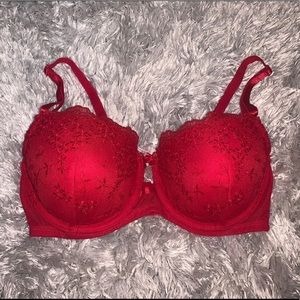 Red lace bra
